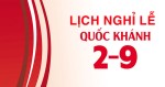 Thông báo lịch nghỉ lễ Quốc Khánh 02/09/2022