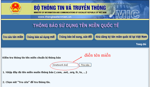Hướng dẫn khai báo tên miền quốc tế với Bộ Thông tin & Truyền thông