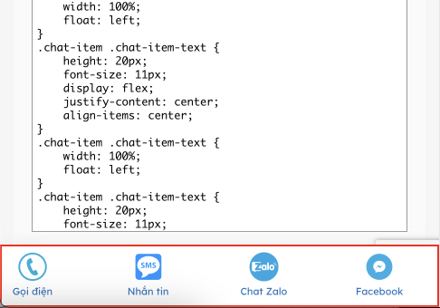 Chèn 4 nút liên hệ cố định vào chân trang web