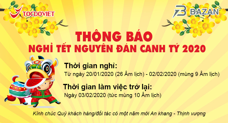Thông báo lịch nghỉ tết Nguyên Đán 2020